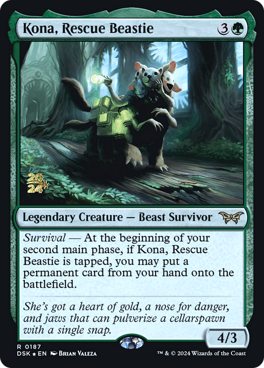 Kona, Rescue Beastie (0187) [Duskmourn: House of Horror Prerelease Promos]