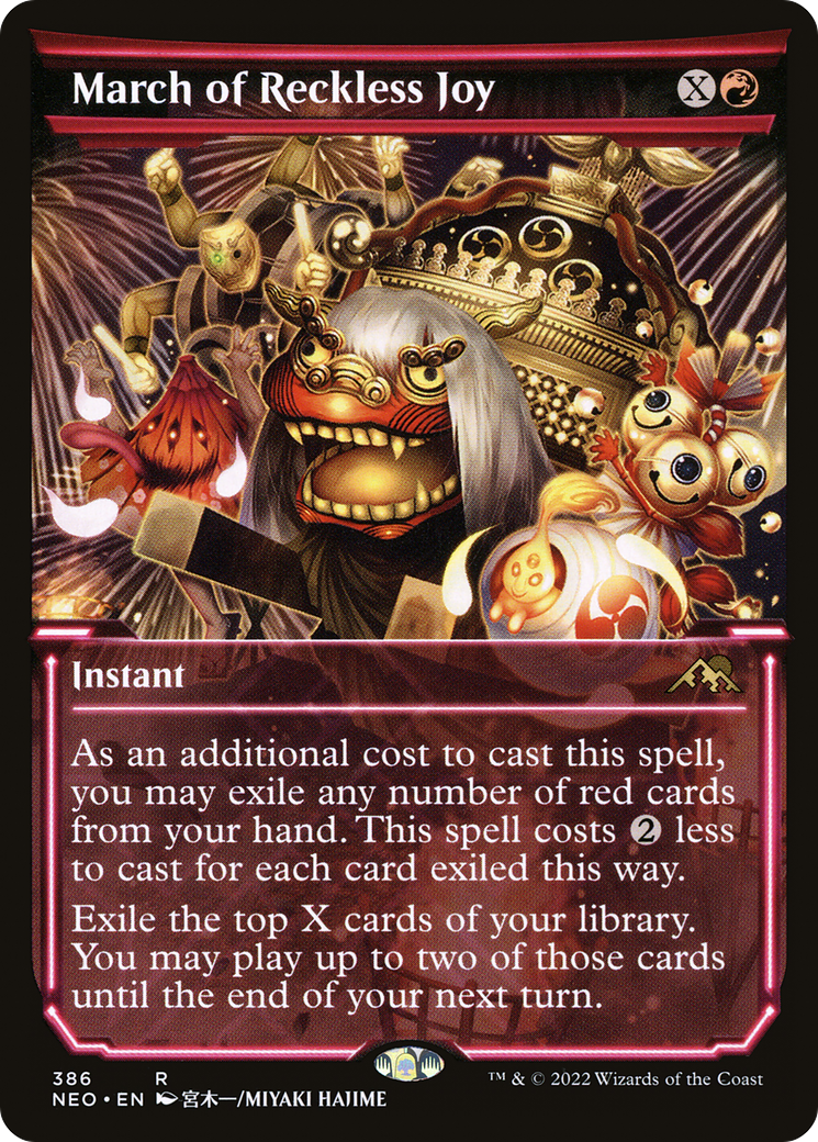 March of Reckless Joy (Showcase) (NEO-386) - Kamigawa: Neon Dynasty: (Showcase) Foil