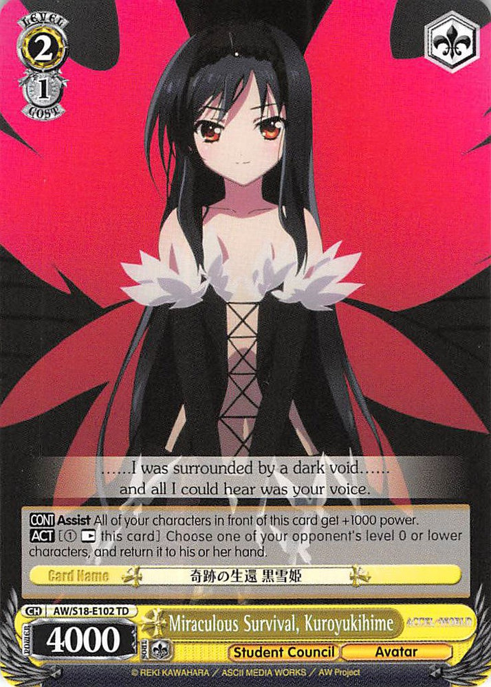 Miraculous Survival, Kuroyukihime (AW/S18-E102 TD) [Accel World]