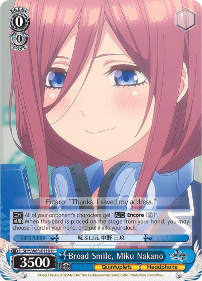 Broad Smile, Miku Nakano (5HY/W83-E118 U) [The Quintessential Quintuplets]