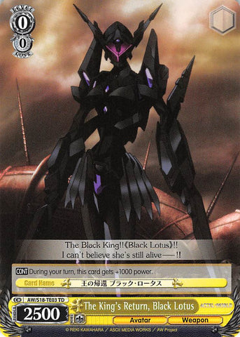 The King's Return, Black Lotus (AW/S18-TE03 TD) [Accel World]